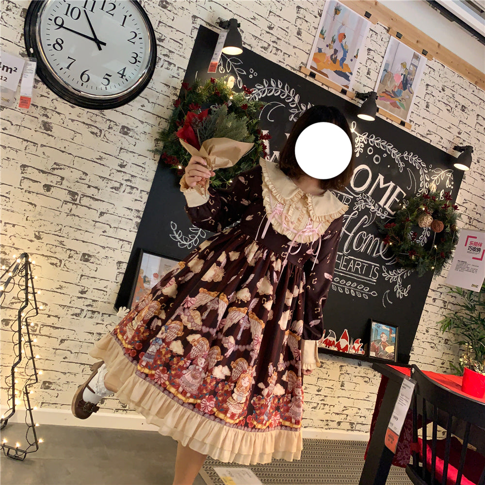 Niu Niu - Heavenly Movement - Plus Size Lolita OP Dress Vintage Long Sleeve