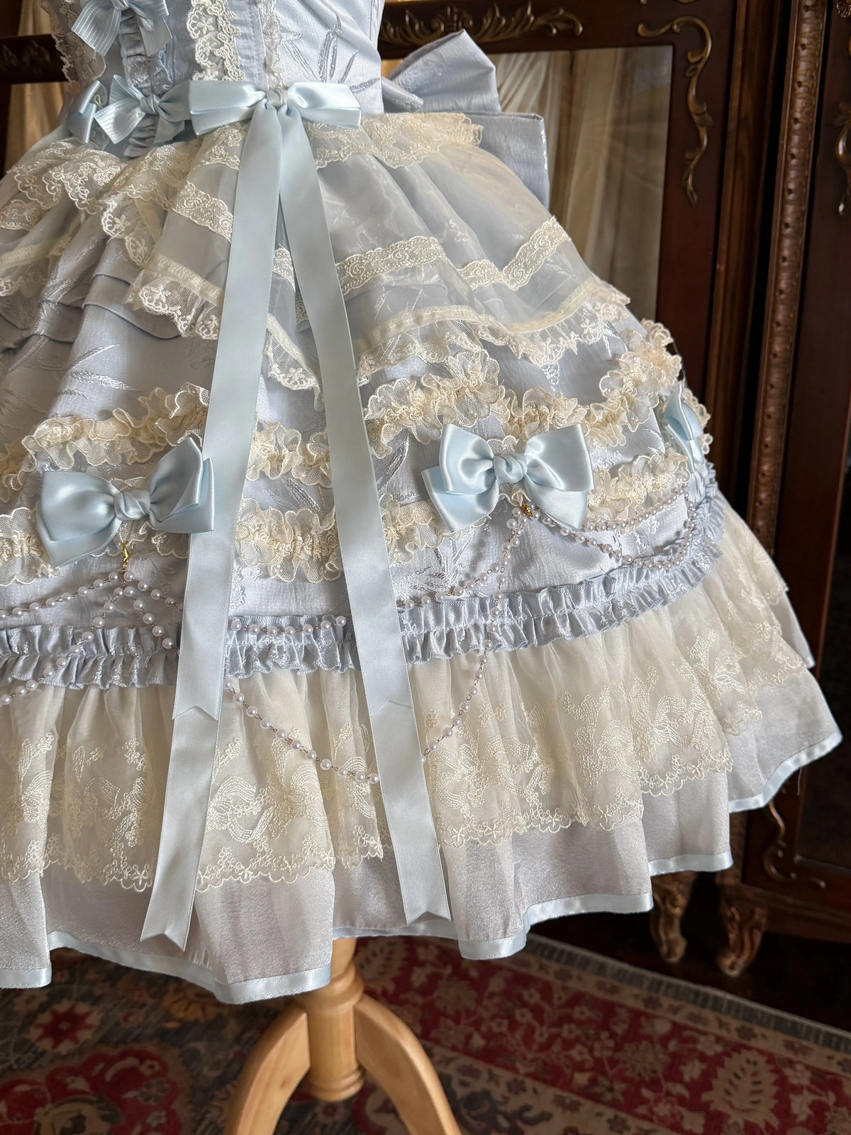 Jenny Love Song - Sweet Lolita Jacquard JSK Dress Set, Detachable Bows 46118:875632