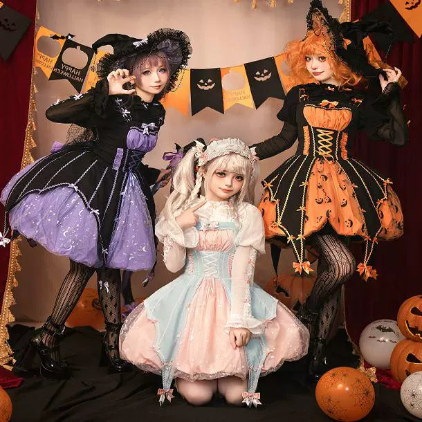 Lemon Honey~Halloween Gothic Lolita Jumper Dress Pumpkin Dress