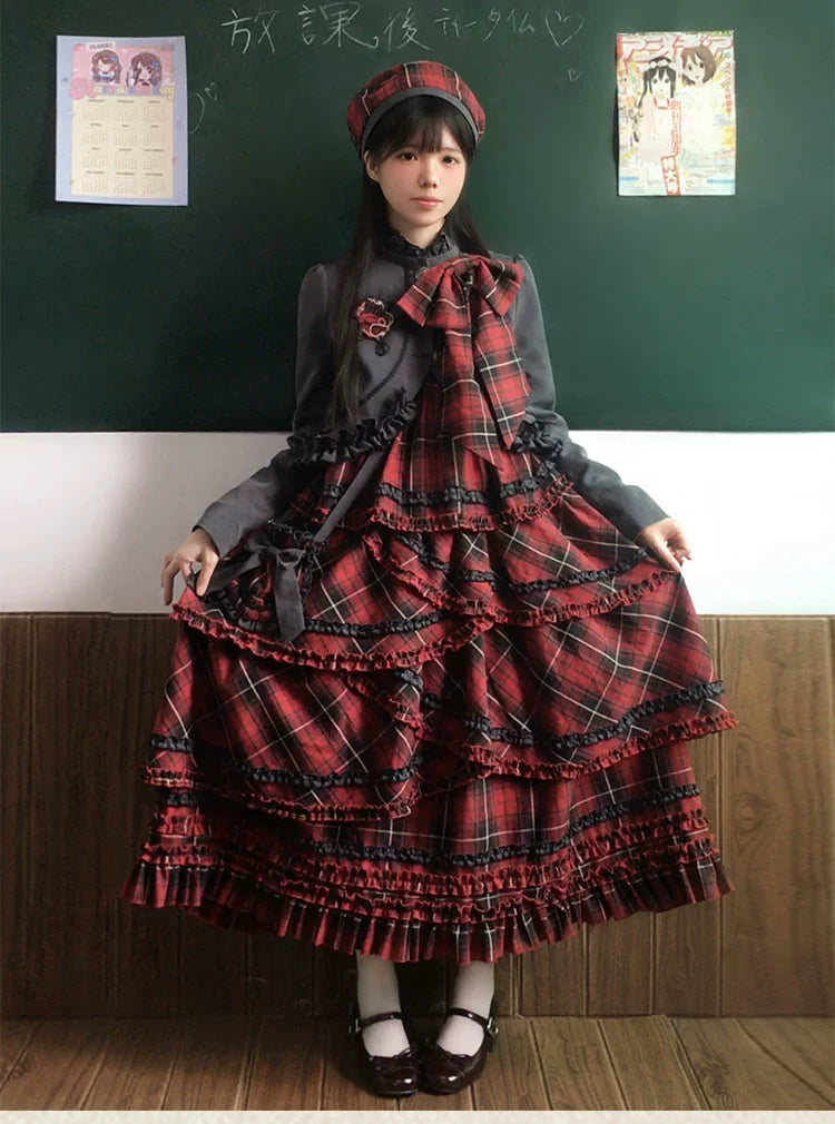 Honey Machine - Scotch Accordion - A-Line Plaid Daily Lolita JSK, Short Coat 44302:803293
