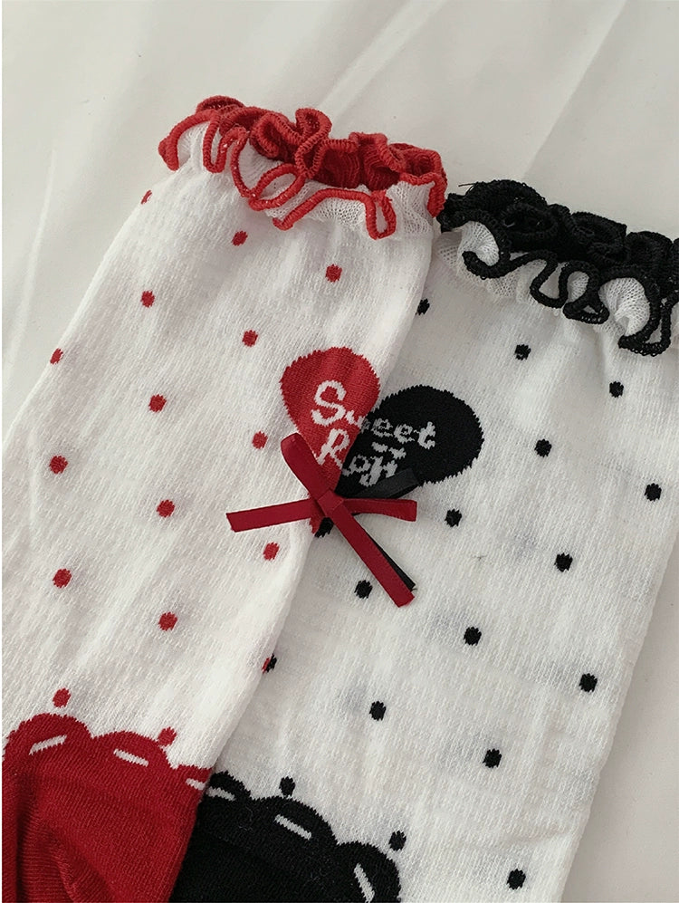 Roji Roji~Sweet Lolita Socks Cute Lolita Short Socks With Polka Dot   