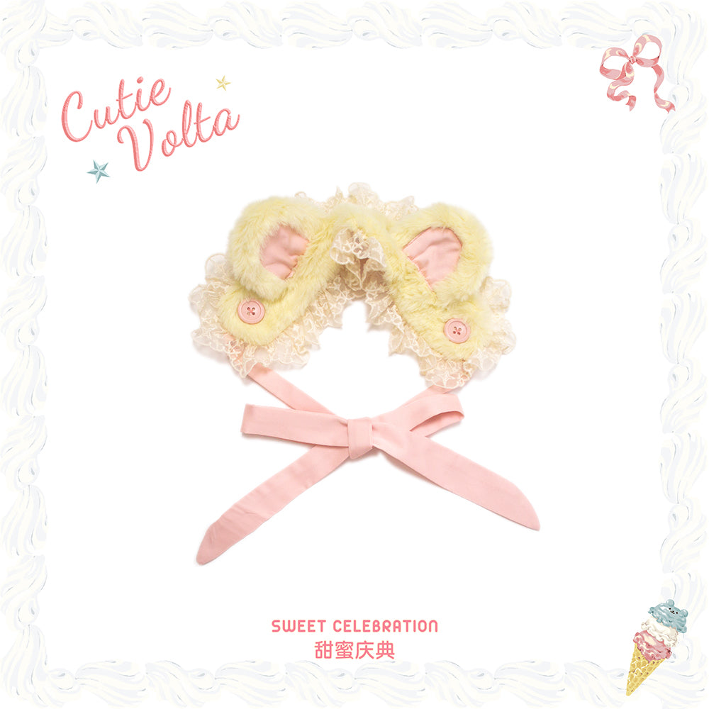 (BFM)Cutie Volta~Sweet Celebration~Sweet Lolita OP Dress Bunny Bear JSK Salopette Size #1 Yellow-Hairband 