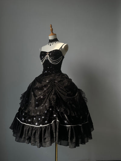 (Buyforme)ZJstory~ Atlantica Star Lolita Fishbone Corset Glamorous Mermaid Skirt XS black pull lift SK only 
