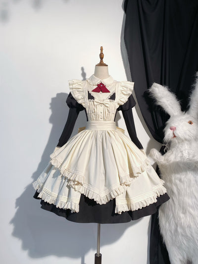 Forest Clerk~Forest Clerk~Elegant Lolita OP Dress Set A Line Dress with Apron Free size Short apron 