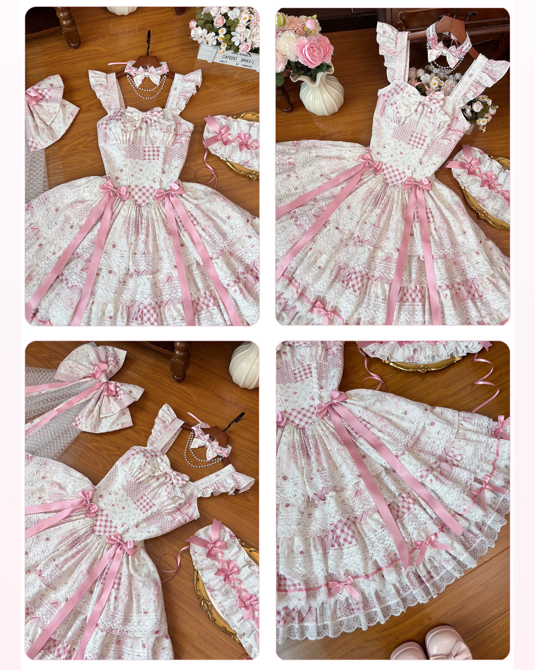 Flower Narrative Ballad - Classic Wedding Lolita Floral Printed JSK Dress with Tiered Hem 45728:859694