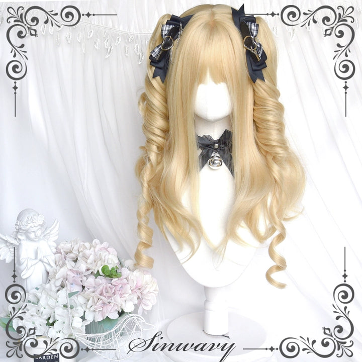 Sinwavy~55CM Blonde Lolita Curl Wig Detachable Double Ponytail