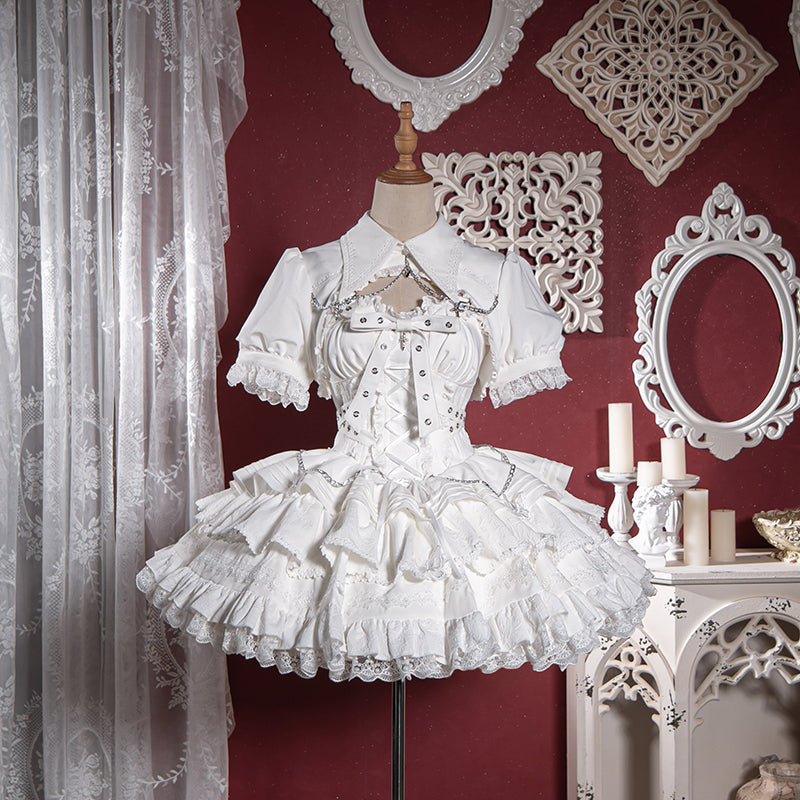OCELOT - Contract Cross - Gothic Sweet Lolita Short Dress S white dress