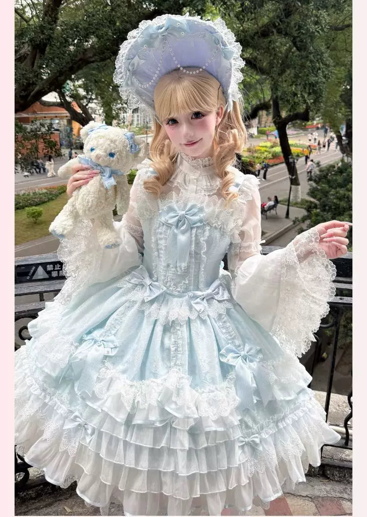 Star Porcelain Doll - Sweet Lolita JSK Dress Set, Tiered Ruffle Hem 46093:874741