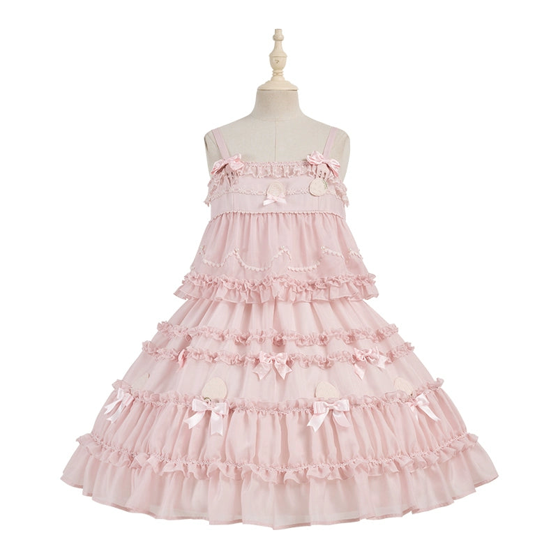 Summer Fairy~Strawberry Angel~Sweet Lolita JSK Suit Tiered Ruffle Dress Set (L M S XL XS) 42065:724722