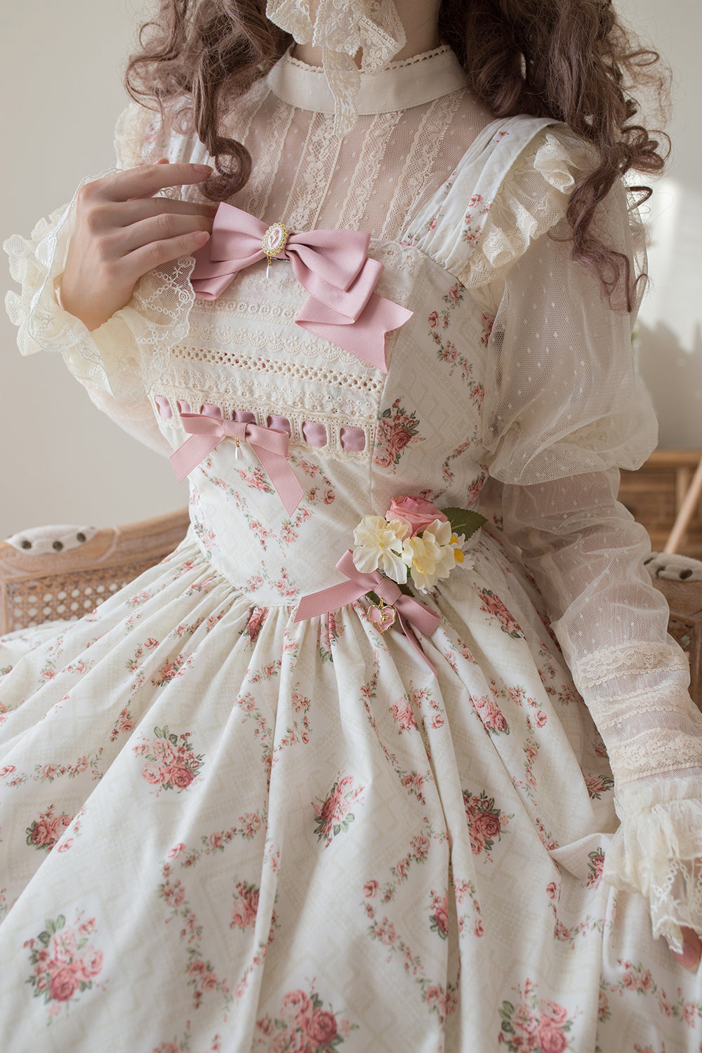 Miss Point~Customized Wood Rose 2.0 Elegant Vintage Jumper Dress 21392:302592