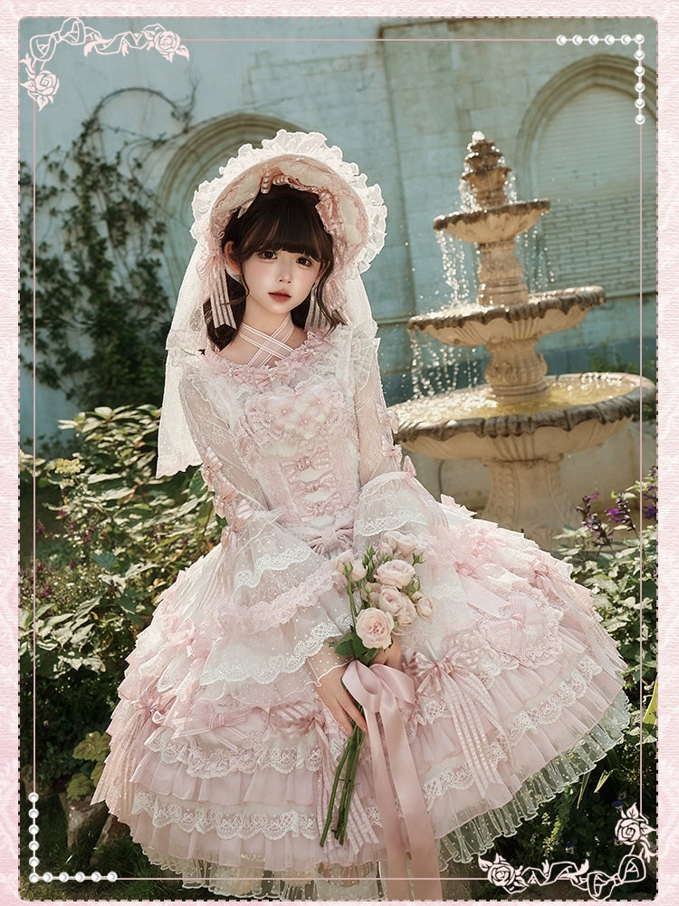 Shuang Sheng Xiao Xiong - Heart of Love - Sweet Lolita Wedding JSK, Bow Details 44306:803190