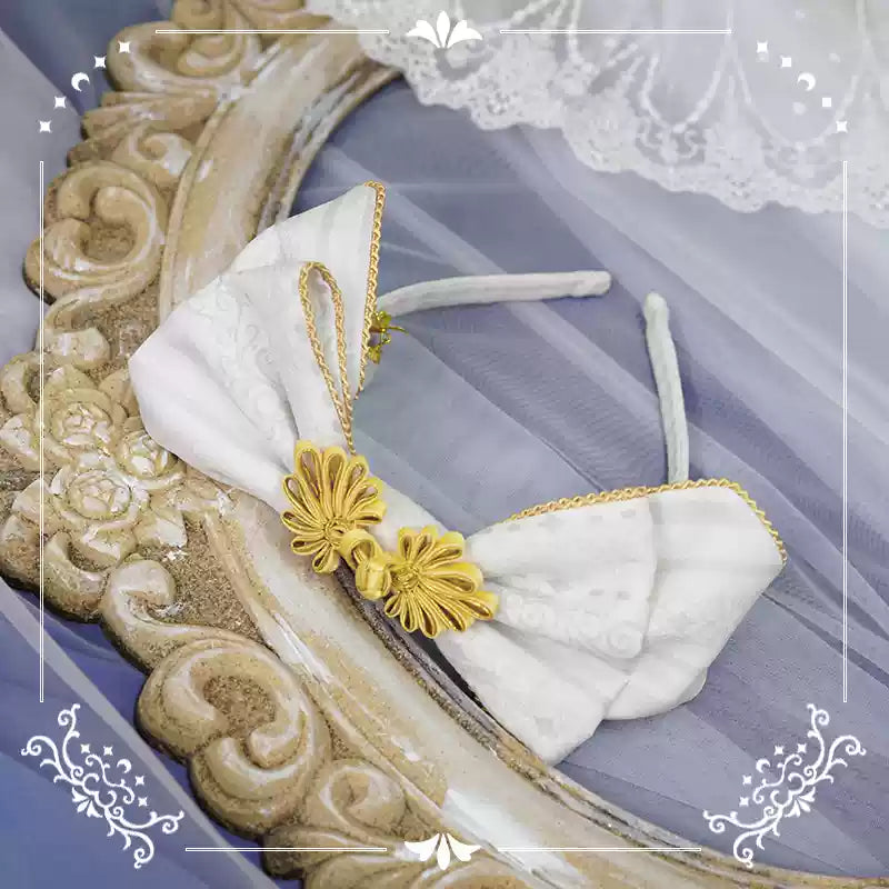 NyaNya - Bright Moon On The Sea - Lolita Headdress and Accessories printing KC- white