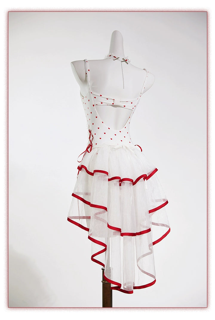 Tan Tuan~Heartbeat Melody~Red & White Lolita-Inspired Swimsuit Set 42997:761411