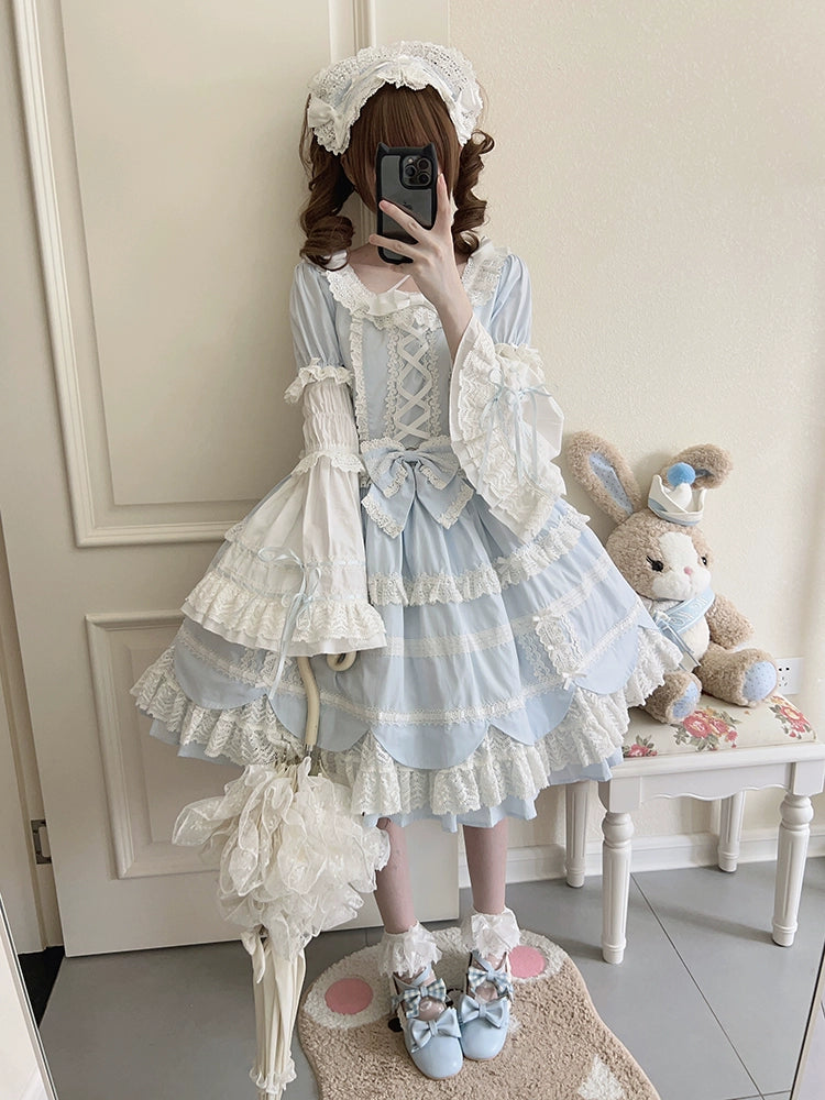 AerialCat~Cream Petal~Old School Lolita OP Dress Cotton Lolita Dress   