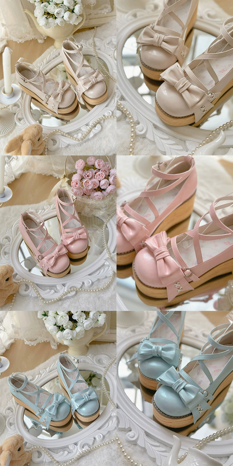 SeeYou~Sweet Cake~Sweet Lolita Platform Shoes Wood Grain 39896:642014