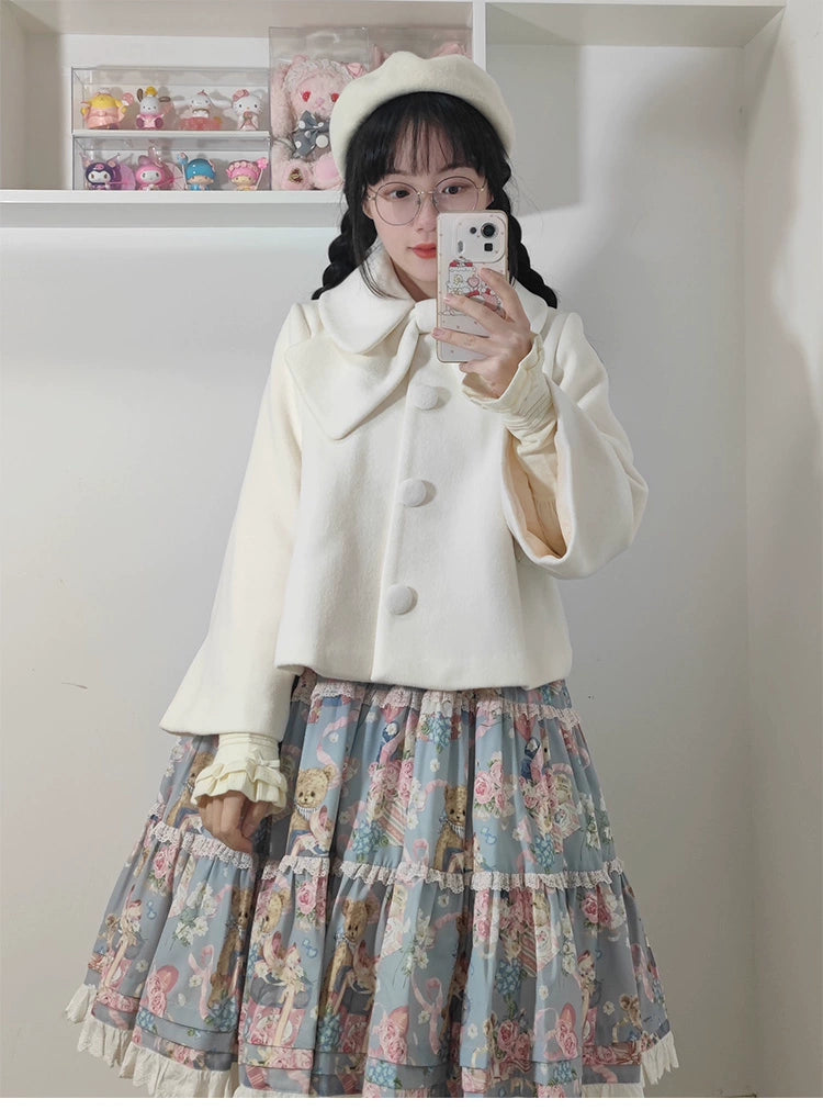 Beleganty~Annie~Retro Lolita Short Coat Woolen Bell Sleeve Outwear   