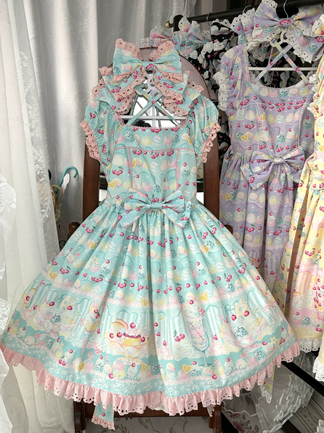 Lamp Flower Lolita~Summer Dream Ice Cream~Sweet Lolita OP Dress OP + 3 Appliques Only S Mint