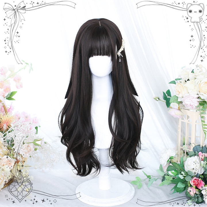 Dalao Home~Lolita Long Curly Natural Cold Brown Wig   