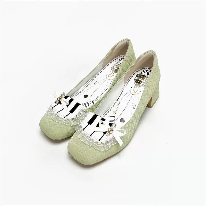 MR.Qiutian~Elegant Lolita Shoes Daily Piano Themed Lolita High Heel 35 Avocado Green 