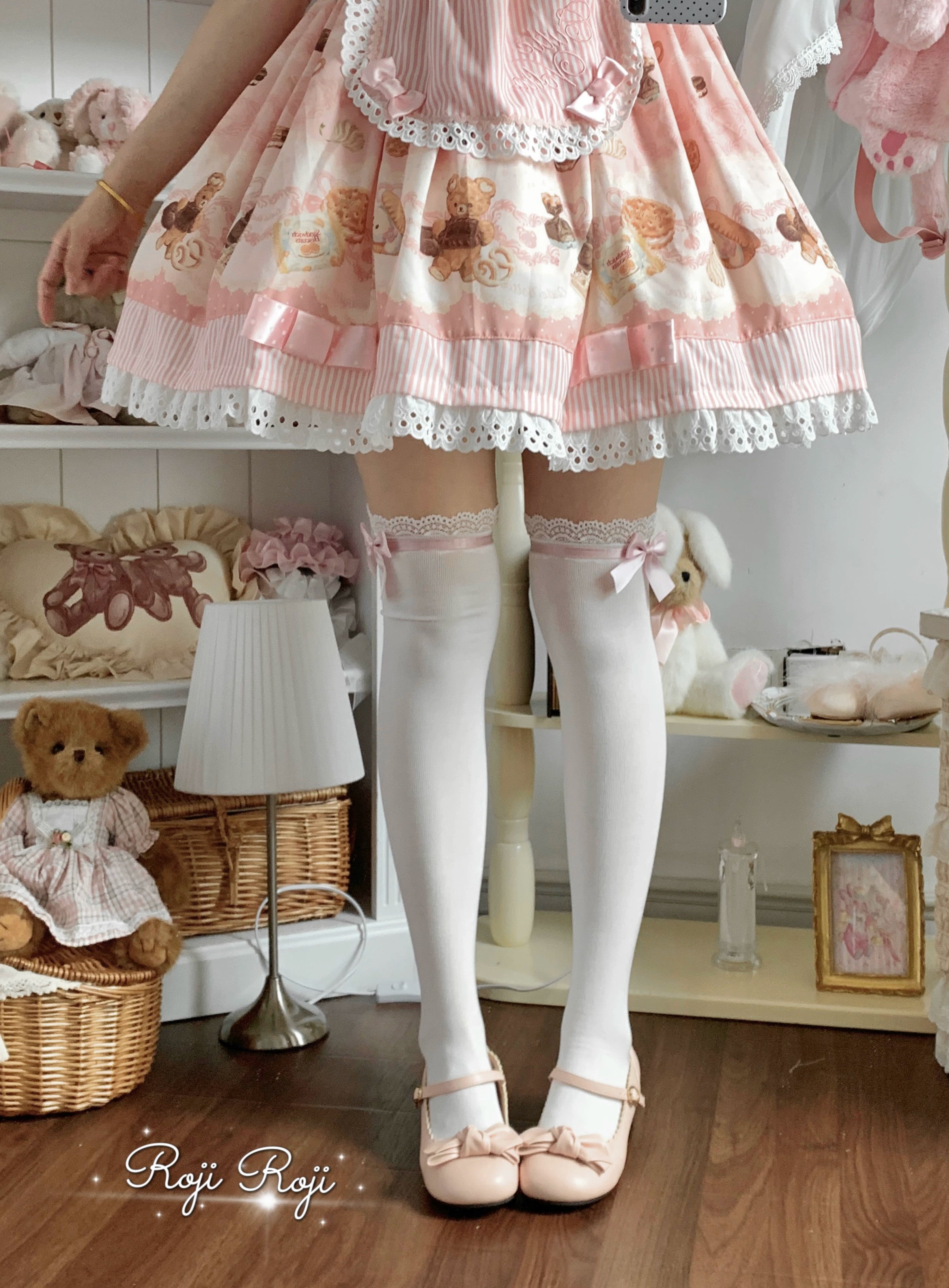 Roji Roji - Sweet Lolita Socks With Lace & Bow Details 43796:785446