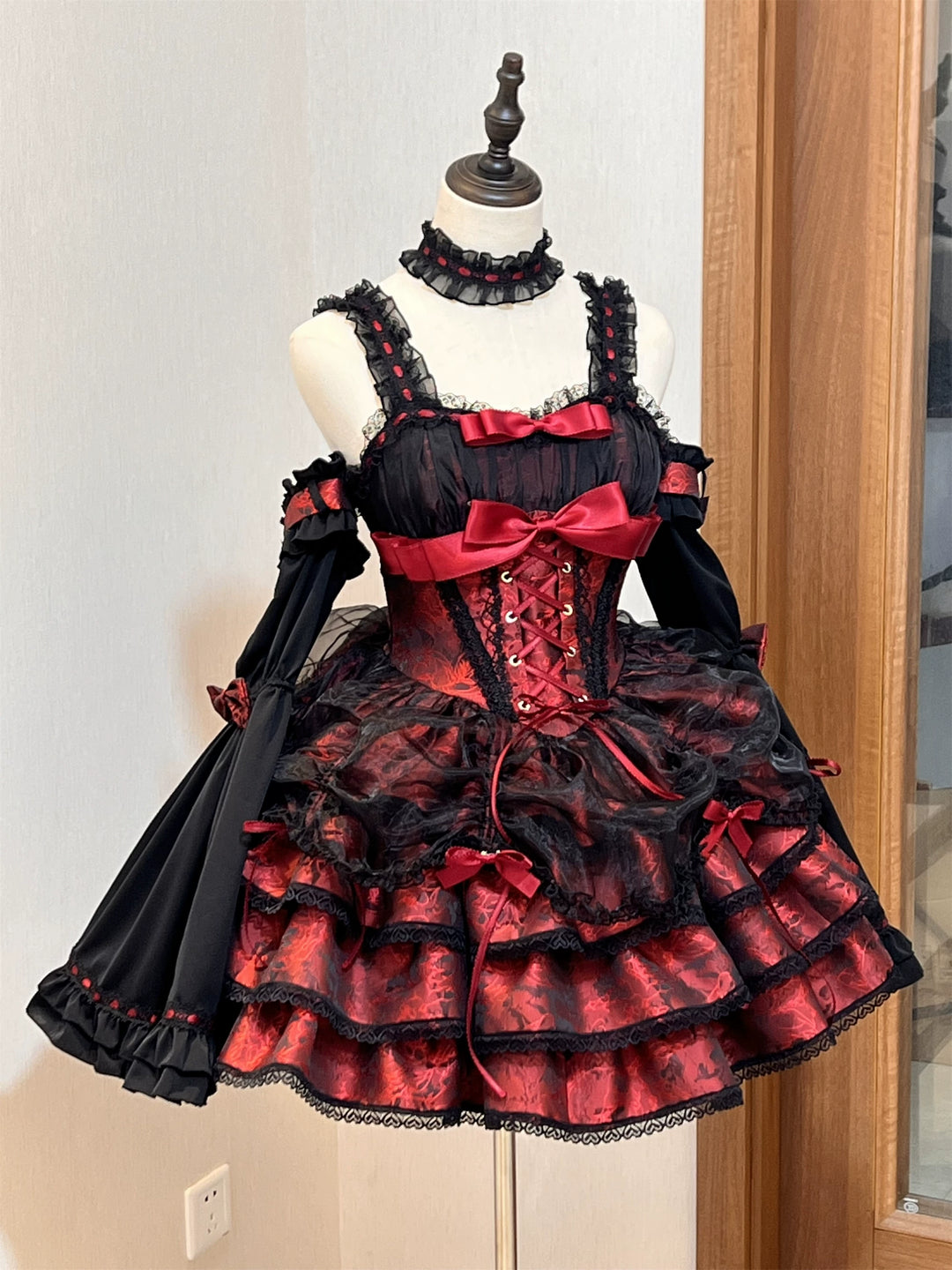 Xiaoxin - Rose Butler - Sweet Lolita JSK Ballet Style Birthday Lolita Dress Black and red S