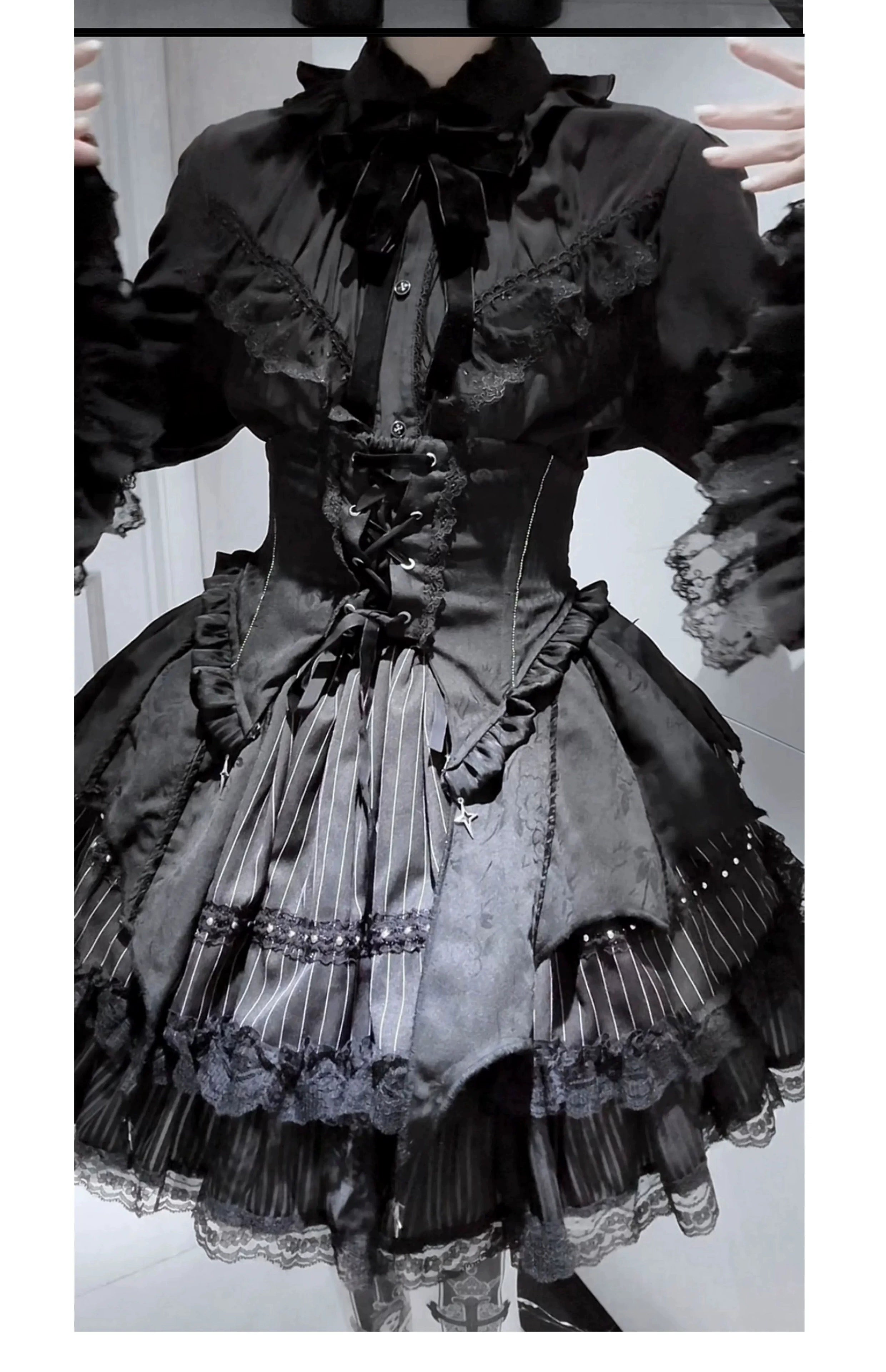 Twilight Song - Trace Bone - Black Gothic Lolita SK & Waist Cincher 43719:784292