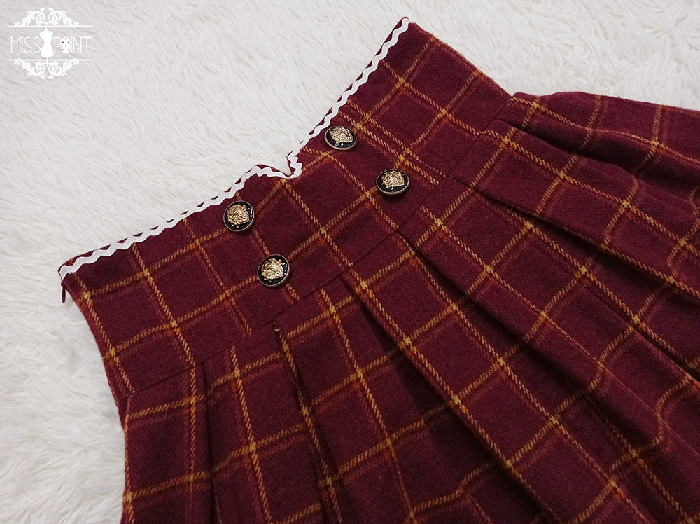 (BFM)Miss Point~Rose~Elegant Lolita Fishbone Grid Skirt Customized 32512:384928