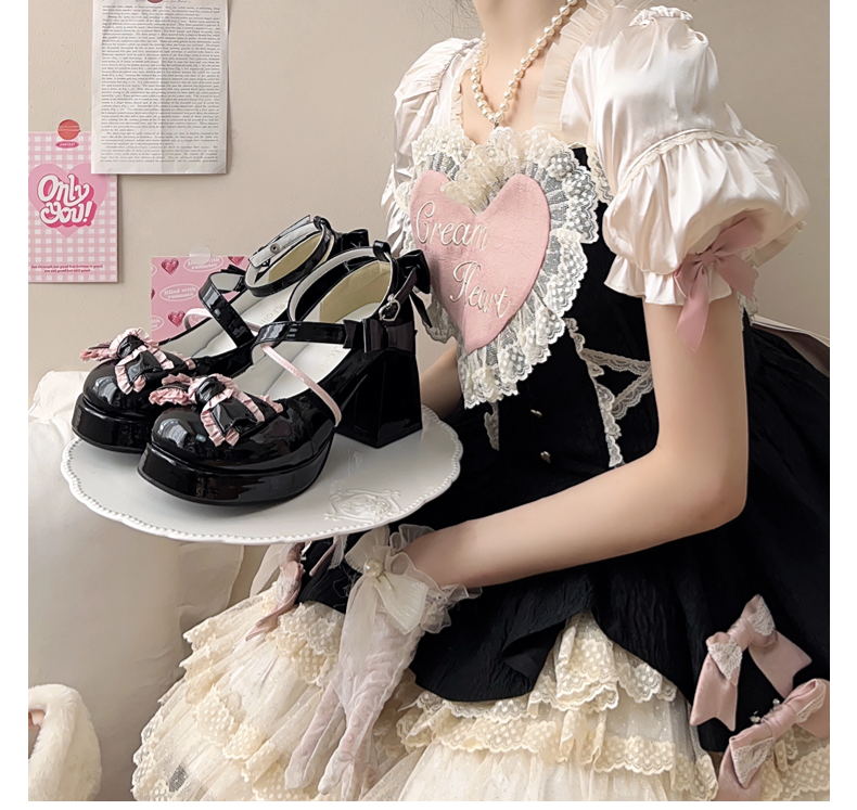 Girly Heart - Sweet Lolita Chunky Heels Shoes, Dreamy Bows 44740:820823