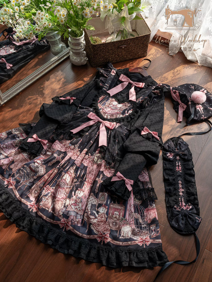 Uncle Wall Original~Missing Lamb Case~Gothic Lolita Dress Set with Sheep Prints 42971:760857