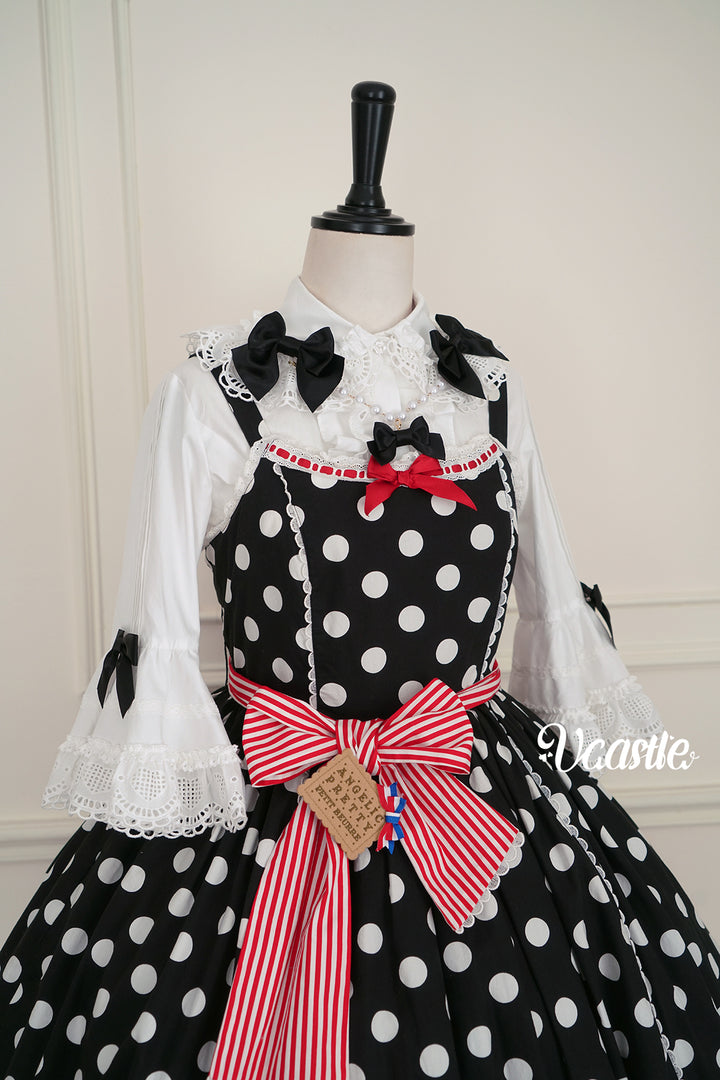 Vcastle~Sweet Crepes~Sweet Lolita Shirt with Princess Sleeves and Bow Chain 42109:726644