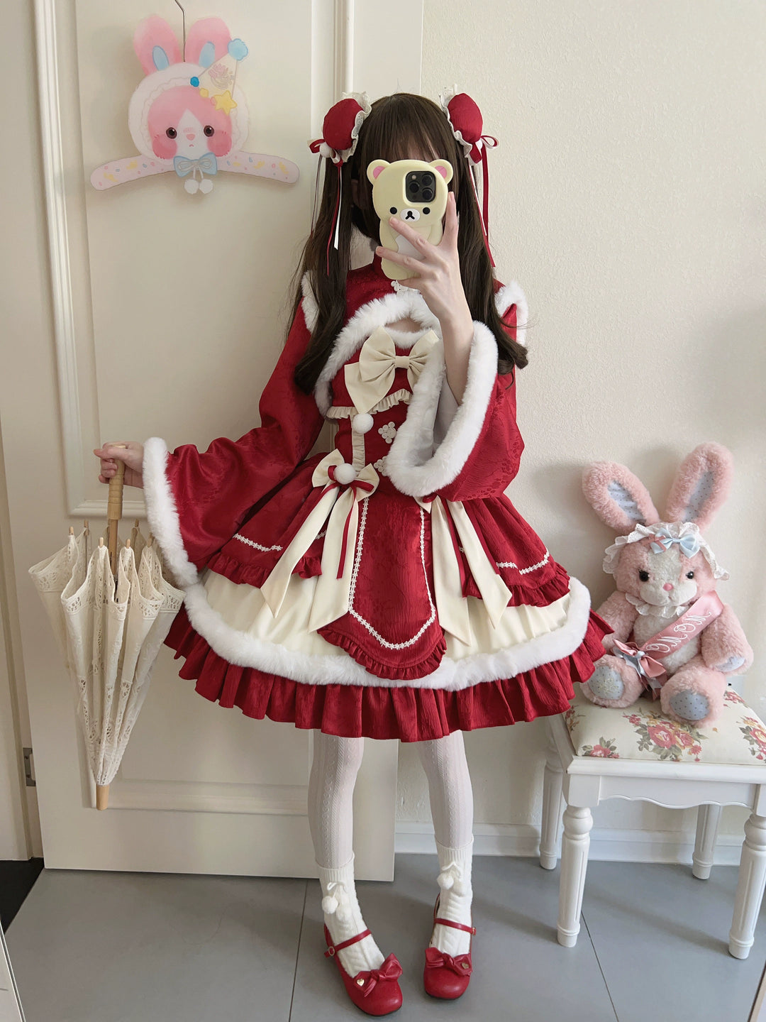 Sugar Girl~Taomian Meiyi~Winter Qi Lolita JSK Suit New Year Lolita Dress