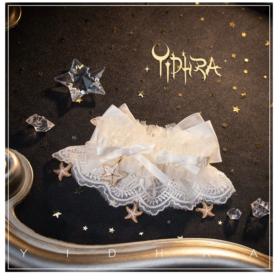 (BFM)Yidhra~Akuya Sea Tears~Lolita Socks With Shells Pattern white starfish ankle wear only free size 