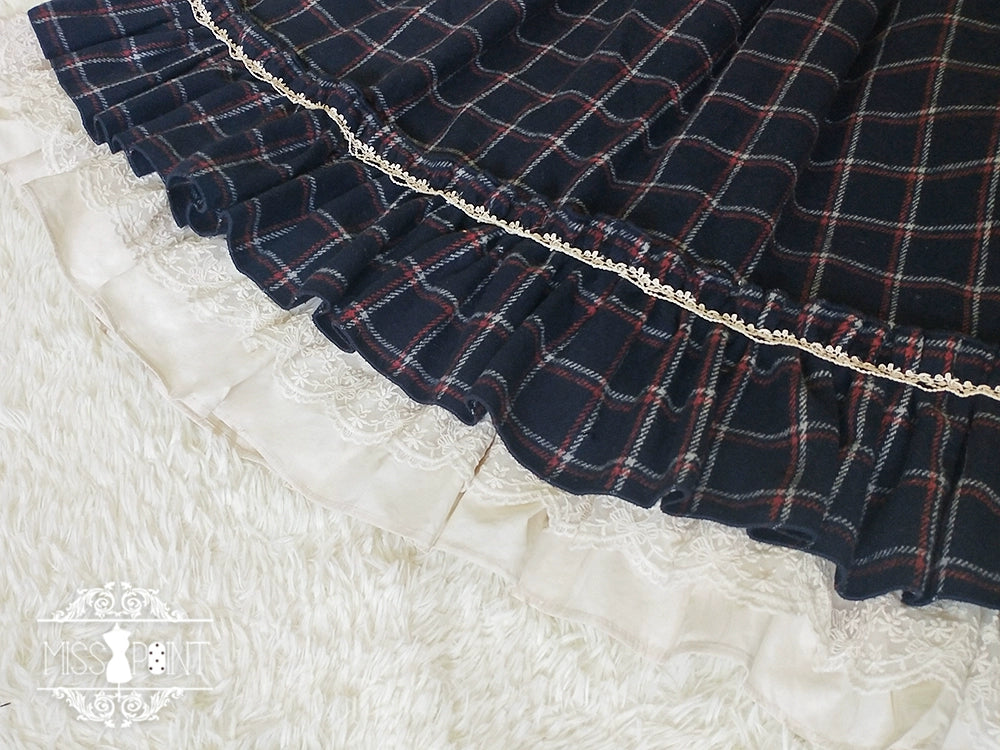 (BFM)Miss Point~Rose~Elegant Lolita Fishbone Grid Skirt Customized 32512:384920