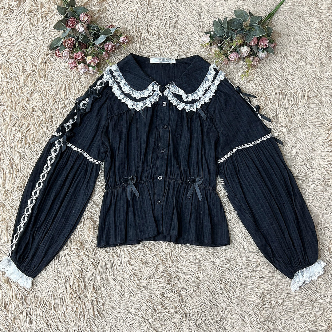 DMFS Lolita~Sweet Lolita Shirt Doll Collar Blouse High-waisted   