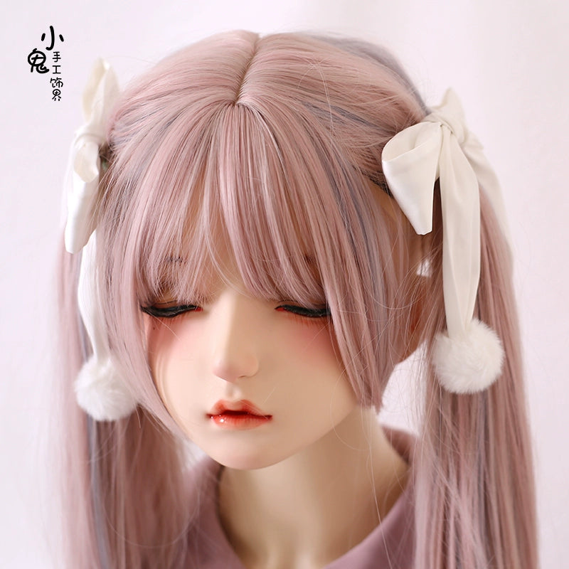 Xiaogui~Sweet Lolita Bow Hair Clips Multicolors a pair of white hair clips  
