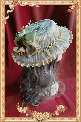 Infanta~Elegant Lolita Flowers DIY Headdress grass green embroider hat  