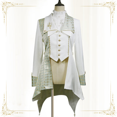 Immortal Thorn~Ouji Lolita Princes Long Retro Coat S white (the size of men) 