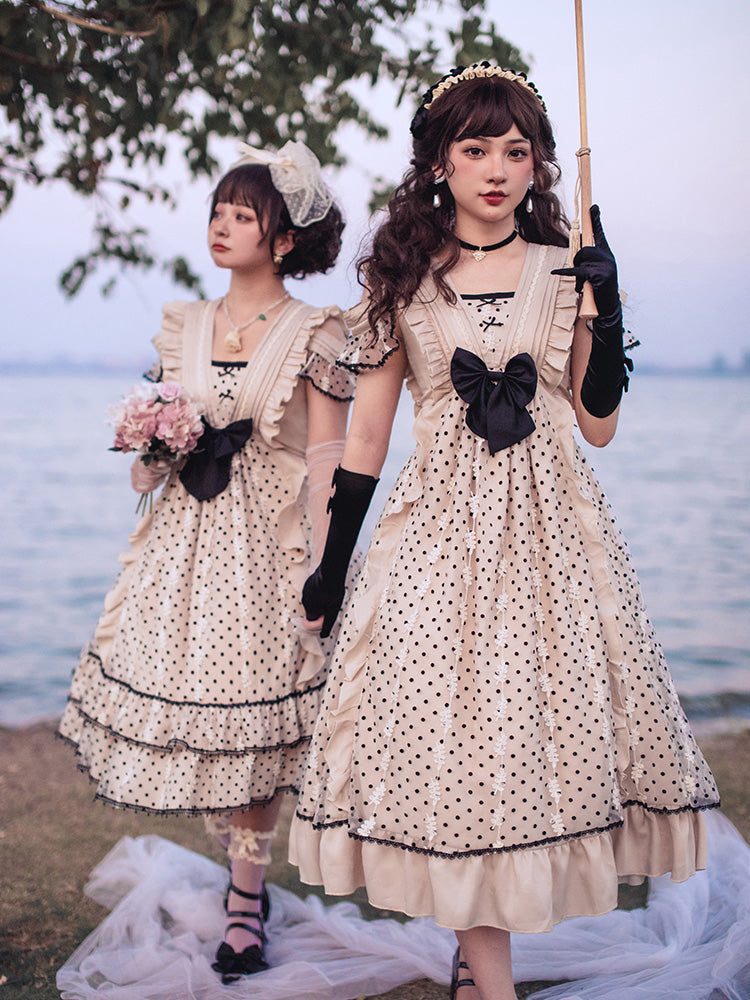 Cat-Romance - Coconut Milk Boo Boo - Elegant Lolita Polka Dot OP S-M long version FS