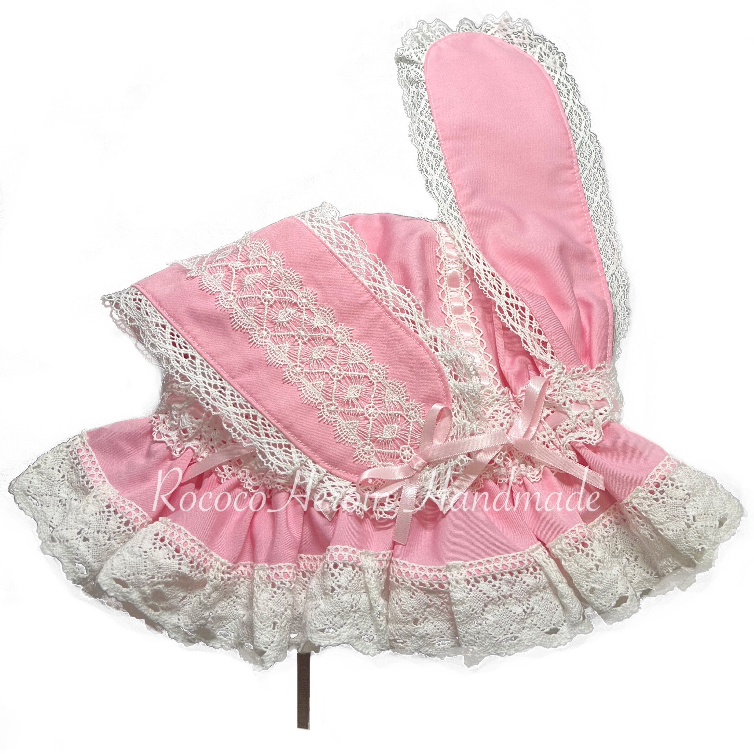RococoHeroin - Handmade Lolita Bunny Hat Multiple Colors In stock pink x white