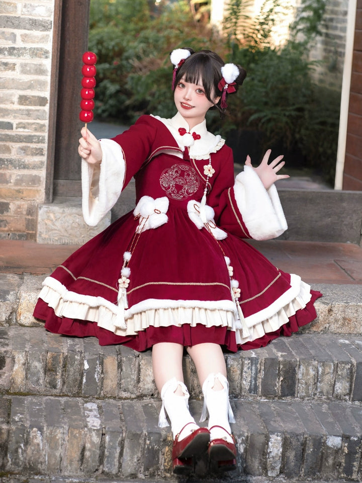 Your Princess~Qi Lolita JSK Suit New Year Lolita Bolero and Dress   