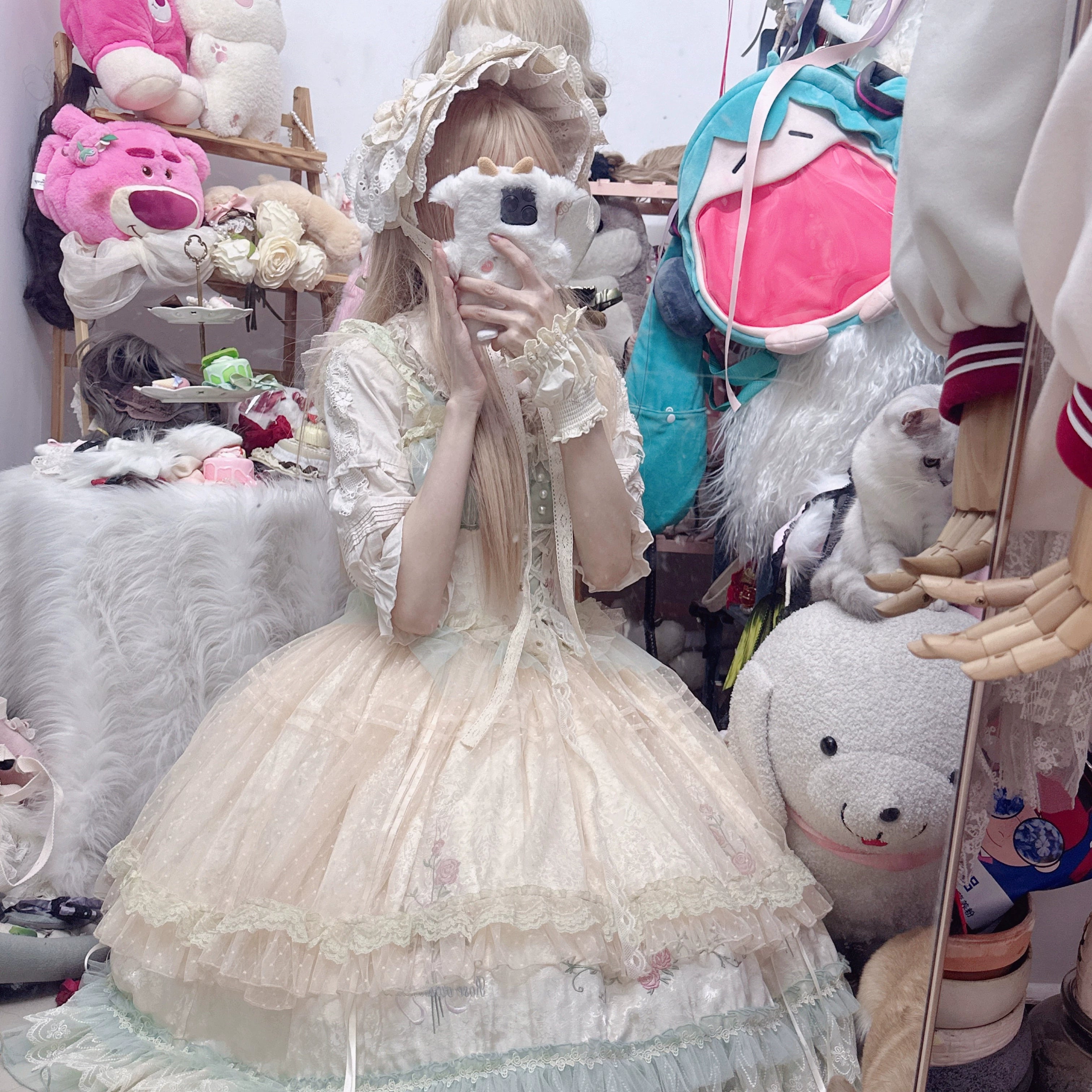 Chestnut Lolita~Gothic Lolita Bonnet Pure Cotton Hat 34010:440642