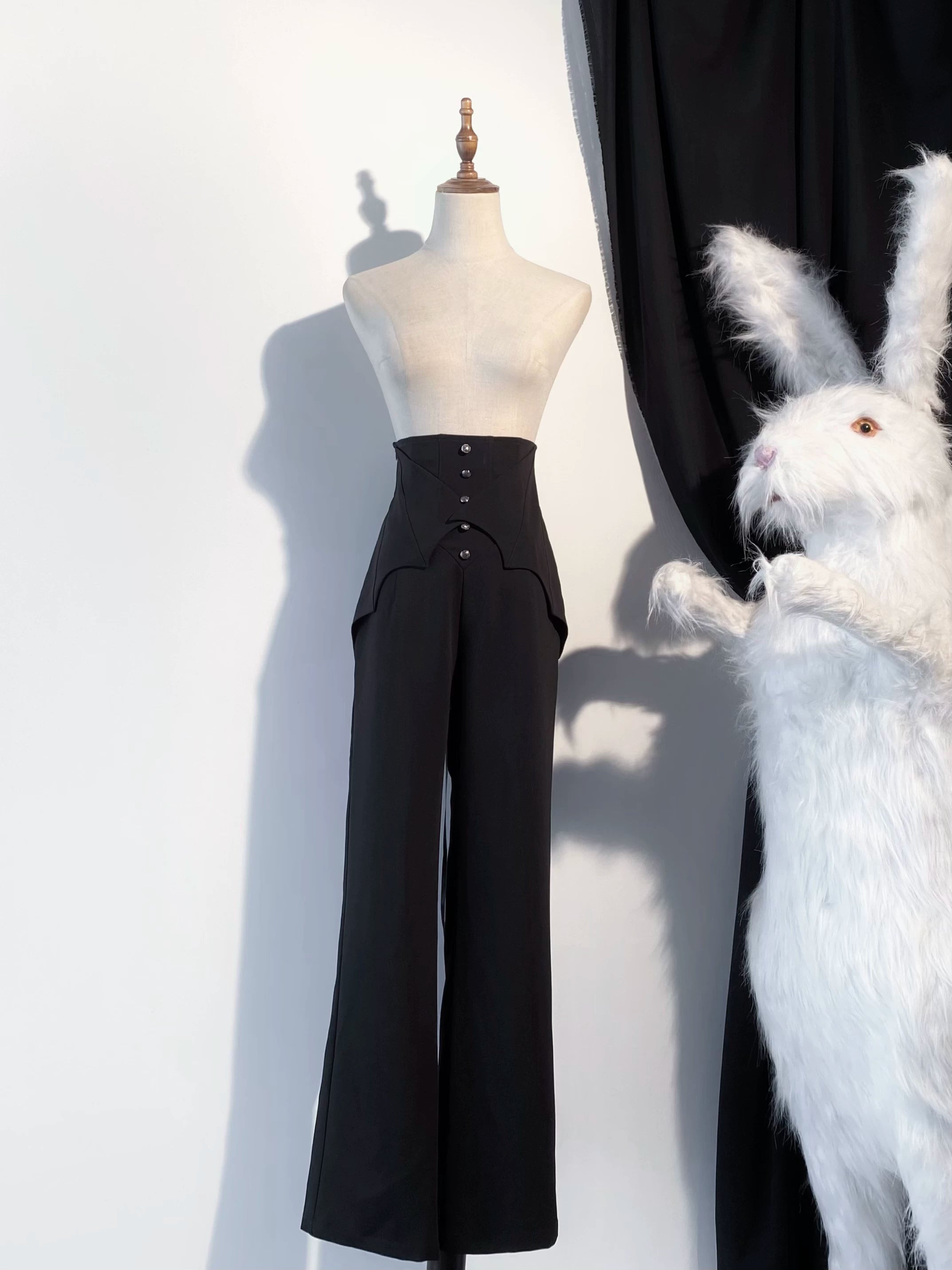 Earl of Drooping Wings - Ouji Lolita Flared Pants, Batwing Decoration (Black / 2XL L M S XL) 44550:812576