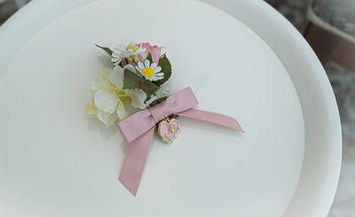 Miss Point~Woody Rose~Lolita Headband Flower Brooch 2.0 pink flower clusters  