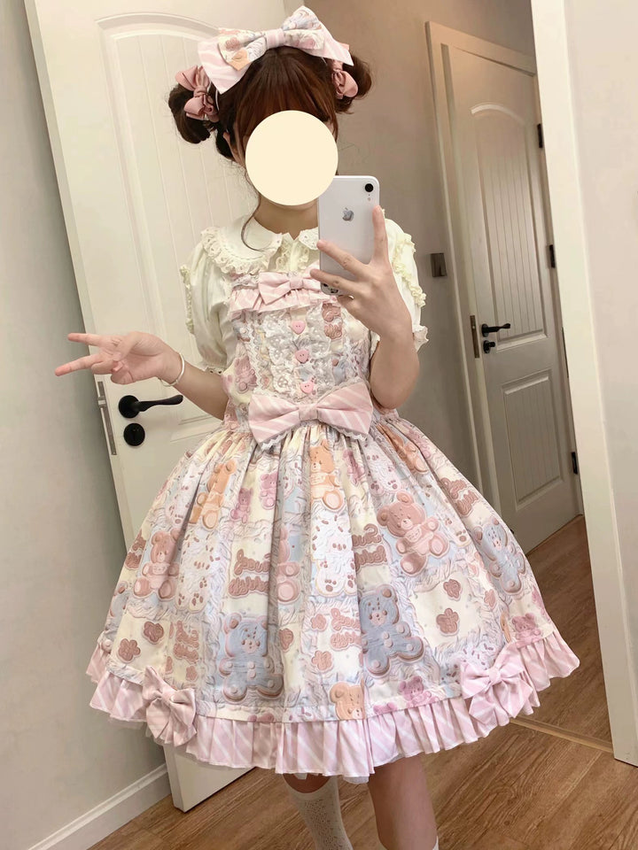 Akiyama Future Studio~Kawaii Little Bear Lolita Salopette Daily Lolita JSK