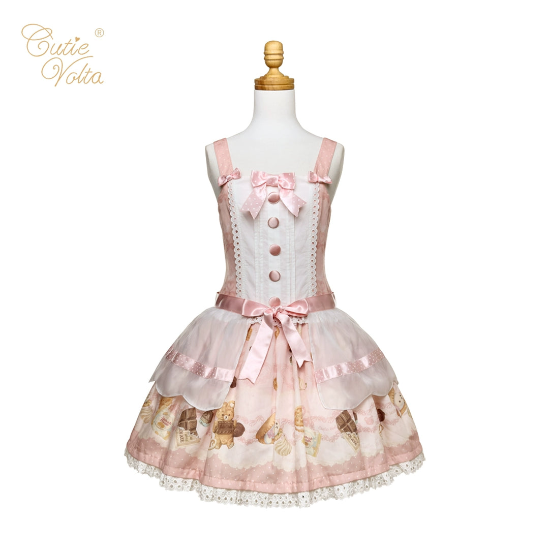 CutieVolta~Blissful Confectionery~Sweet Lolita OP Dress Bear Print JSK (L M S) 40584:666544