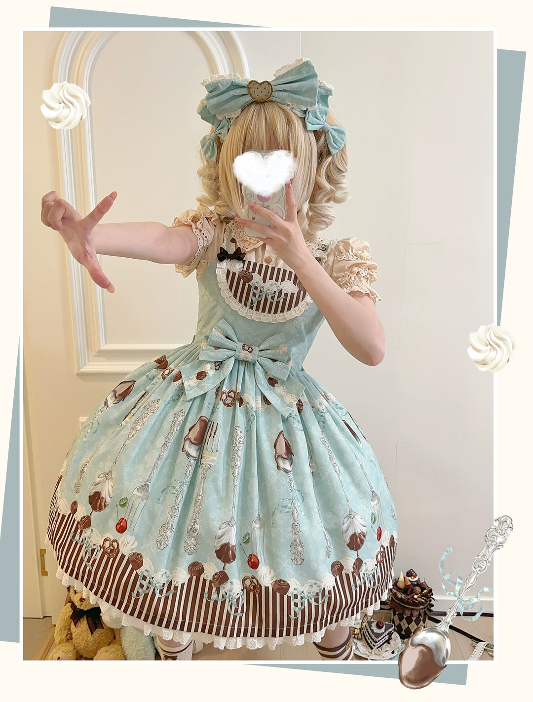 Sweet Dream Sheep~Sweet Dessert~Green Lolita Jumper Dress Lolita Headwear   