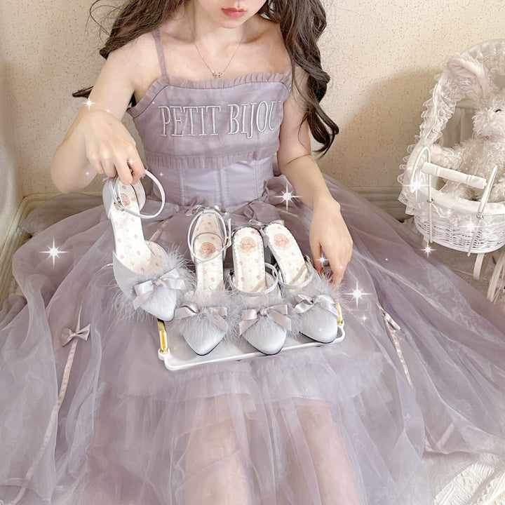 Pure Tea For Dream~Swan Lake~Sweet Lolita Shoes Satin Lolita Hight Heels 42090:733824