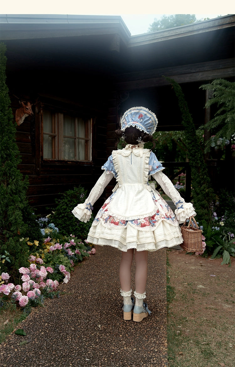 Honey Machine - Sweetheart Rabbit Berry - Country Lolita JSK & OP Dress Suit 44133:796162
