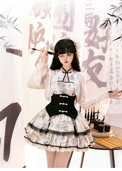 Sakurahime~YuZhuYao~Qi Lolita JSK Dress Cute Daily Lolita Dress S Bolero 