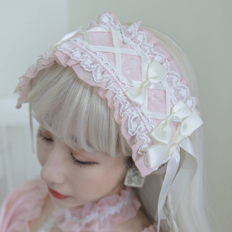 Sweet Japanese Style Lolita Headwear Multicolors free size Love Overture - Pink 